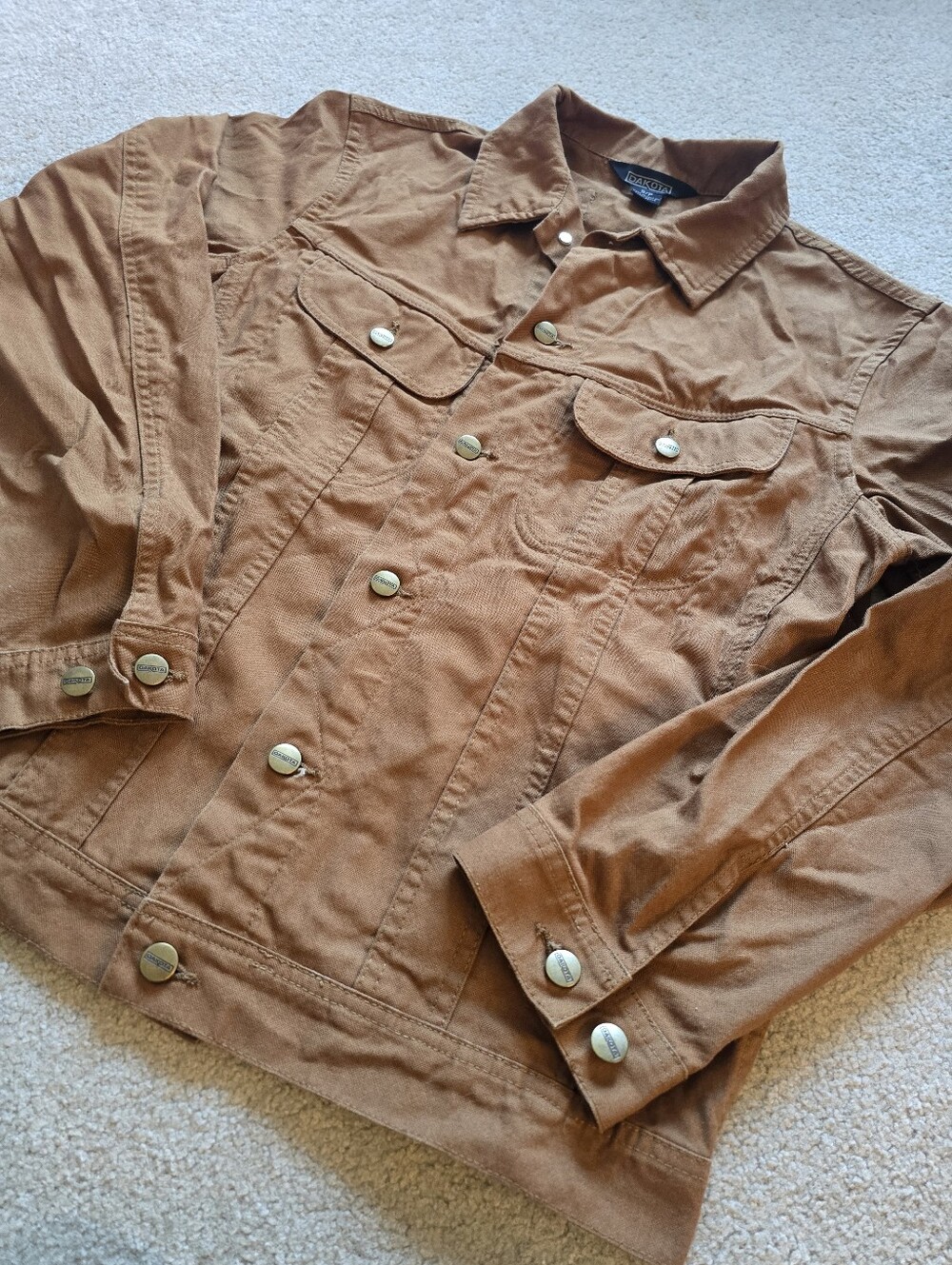 Dakota Men’s Brown Canvas Trucker Workwear Jacket Size S/M